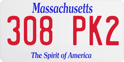 MA license plate 308PK2