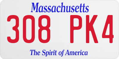MA license plate 308PK4