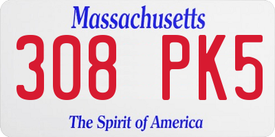 MA license plate 308PK5