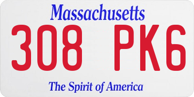 MA license plate 308PK6