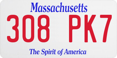 MA license plate 308PK7