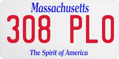 MA license plate 308PL0