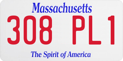 MA license plate 308PL1