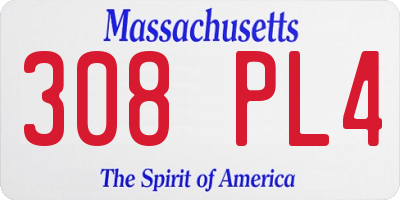 MA license plate 308PL4