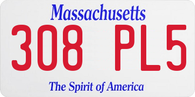 MA license plate 308PL5
