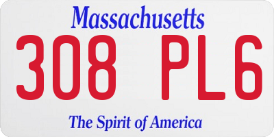 MA license plate 308PL6