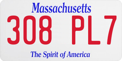 MA license plate 308PL7