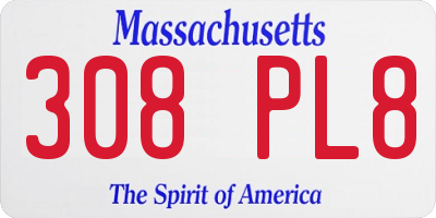 MA license plate 308PL8