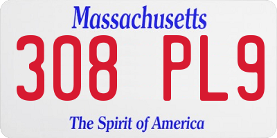 MA license plate 308PL9