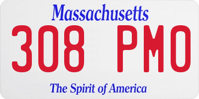 MA license plate 308PM0