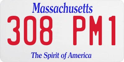 MA license plate 308PM1