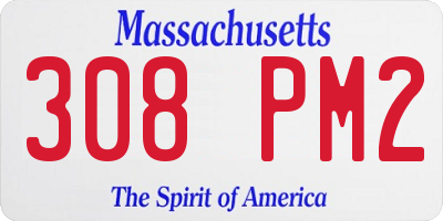 MA license plate 308PM2