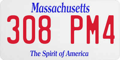 MA license plate 308PM4