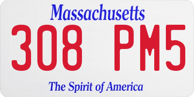 MA license plate 308PM5