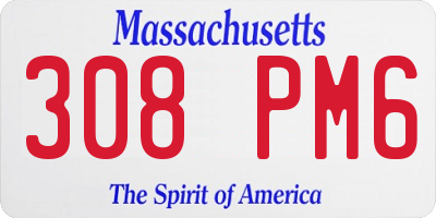 MA license plate 308PM6