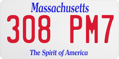 MA license plate 308PM7