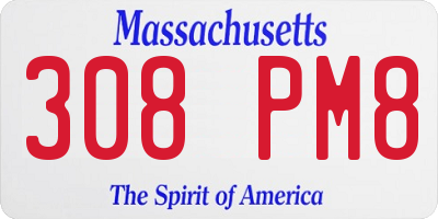 MA license plate 308PM8