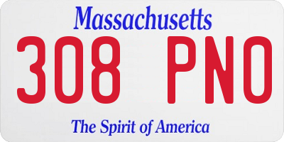 MA license plate 308PN0