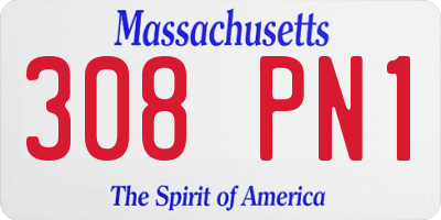 MA license plate 308PN1