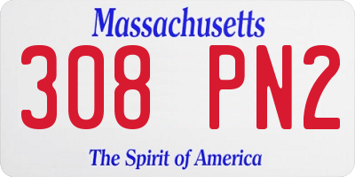 MA license plate 308PN2