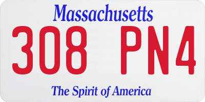 MA license plate 308PN4