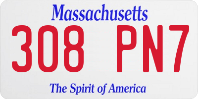 MA license plate 308PN7
