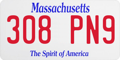 MA license plate 308PN9