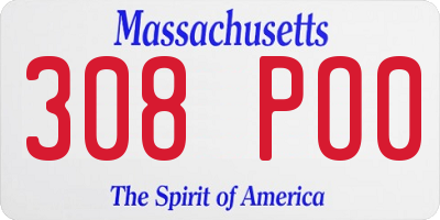 MA license plate 308PO0