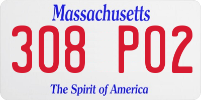 MA license plate 308PO2
