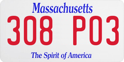 MA license plate 308PO3