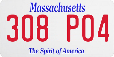 MA license plate 308PO4