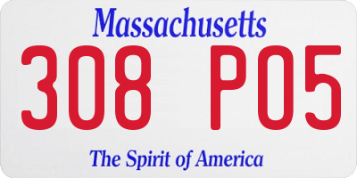 MA license plate 308PO5