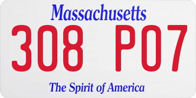 MA license plate 308PO7