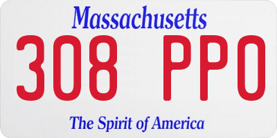 MA license plate 308PP0