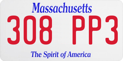 MA license plate 308PP3