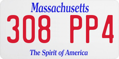 MA license plate 308PP4
