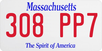 MA license plate 308PP7
