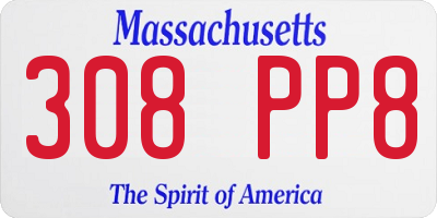 MA license plate 308PP8
