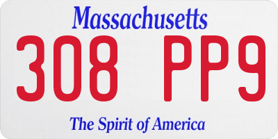 MA license plate 308PP9