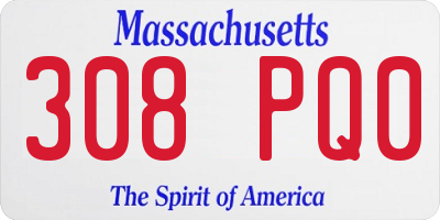 MA license plate 308PQ0