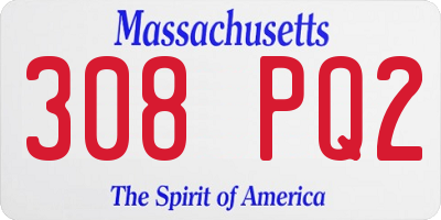 MA license plate 308PQ2