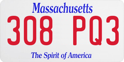 MA license plate 308PQ3