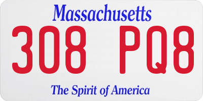 MA license plate 308PQ8
