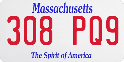 MA license plate 308PQ9