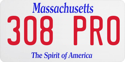 MA license plate 308PR0