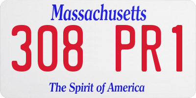 MA license plate 308PR1