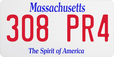 MA license plate 308PR4