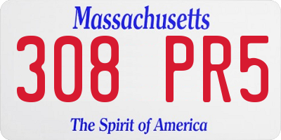 MA license plate 308PR5