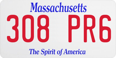 MA license plate 308PR6