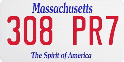 MA license plate 308PR7